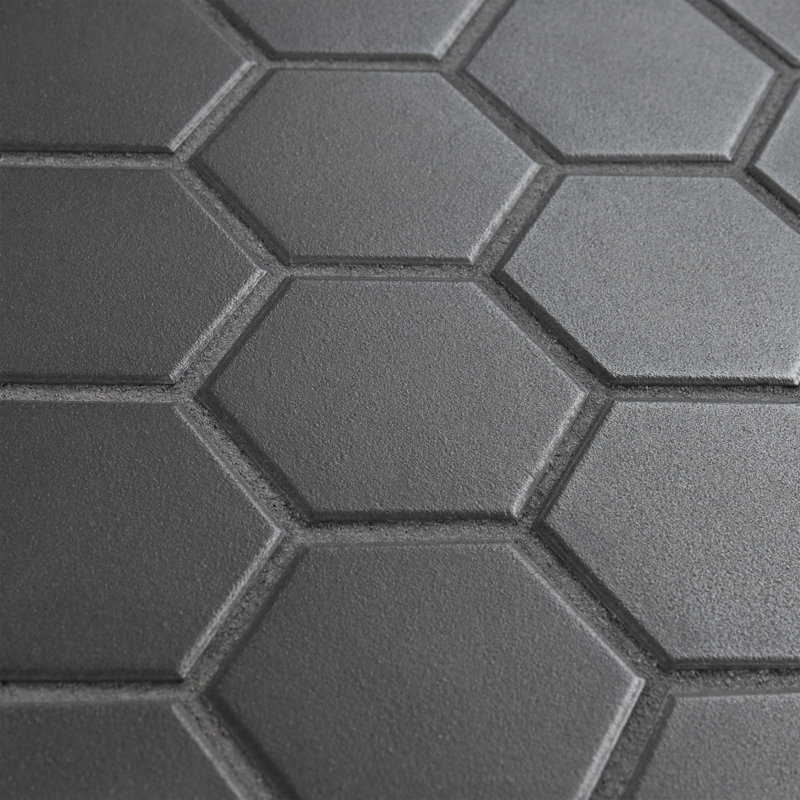 Gotham Hex 2" X 2" Porcelain Honeycomb Mosaic Wall & Floor Tile, Black