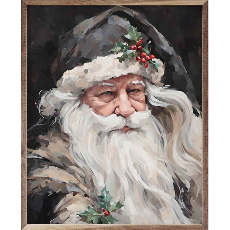 Père Noël Wise en niveaux de gris, H 10 po x l 8 po