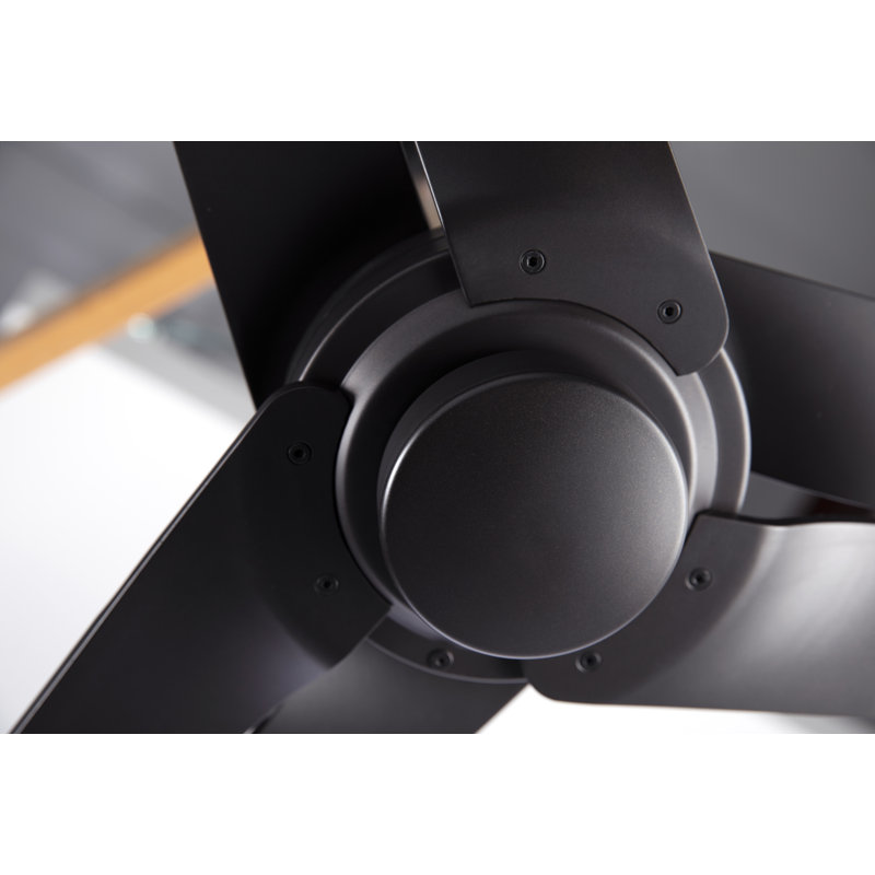 Torsion LED Downrod Ceiling Fan, Wall Control with Remote Handset (2-wire), Dark Bronze, Black
