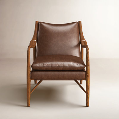 Kareem 27.5" Wide Top Grain Leather Armchair by Classic Home