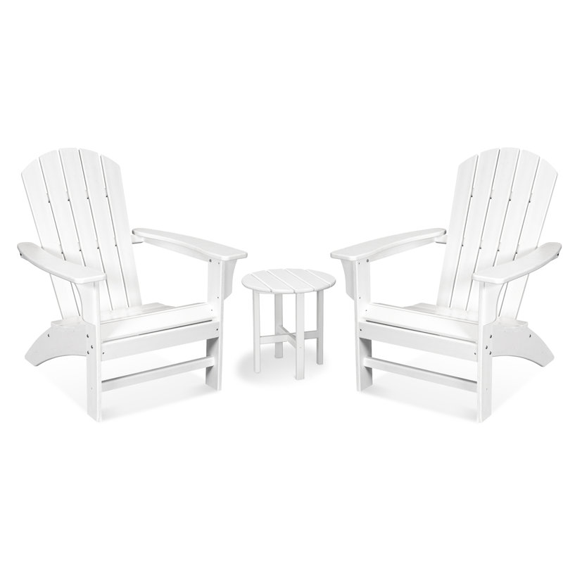 TREX Outdoors Yacht Club 3-Piece Adirondack Set, Classic White