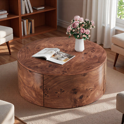 Table basse rotative en bois avec 2 tiroirs Burl