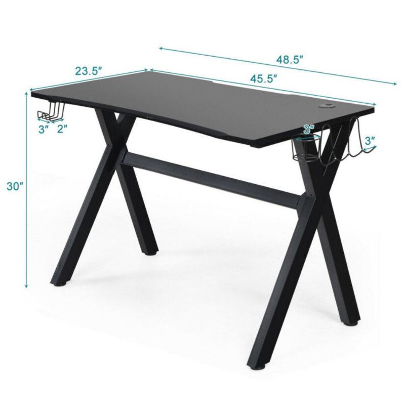 Bureau de jeu ergonomique avec tapis de souris et support d'écouteurs