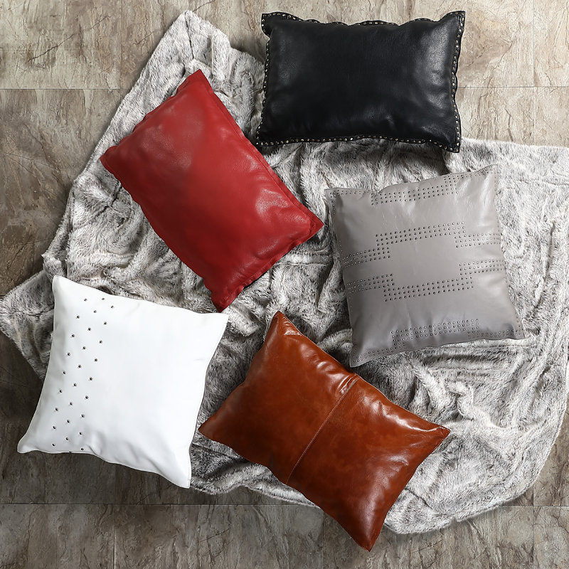 Coussin lombaire en cuir brun Buckskin Western Lodge 16 x 24 po