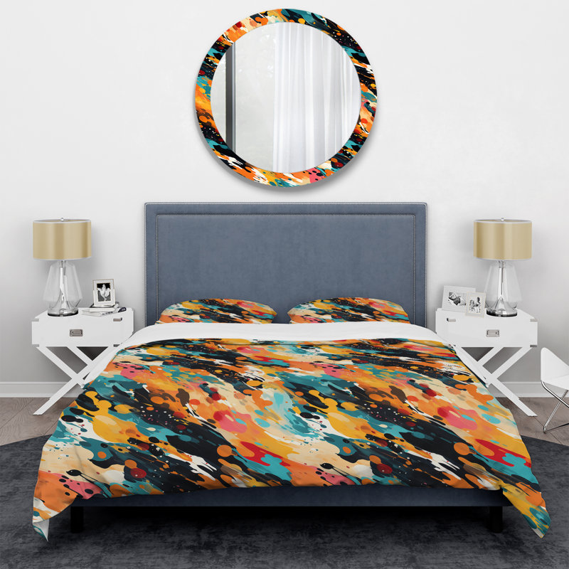 Ensemble de housse de couette Multicolor Artistic Expression I, Housse de couette simple + 1 taie décorative stan