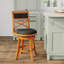 Tabouret pivotant à dossier en X de 24 po de hauteur comptoir, finition naturelle, siège en tissu gris anthracite-1885108022-1885108020-1885108023