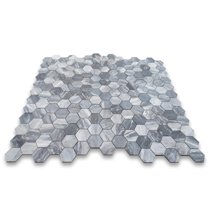 Bardiglio Grey Marble 3 Inch Hexagon Mosaic Tile, Honed