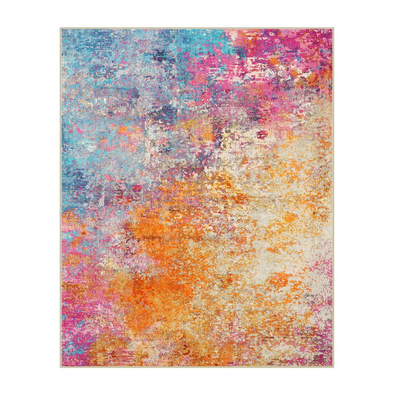 Tapis lavables abstraits modernes pour la chambre à coucher Kayo, Rectangulaire 8 pi x 10 pi