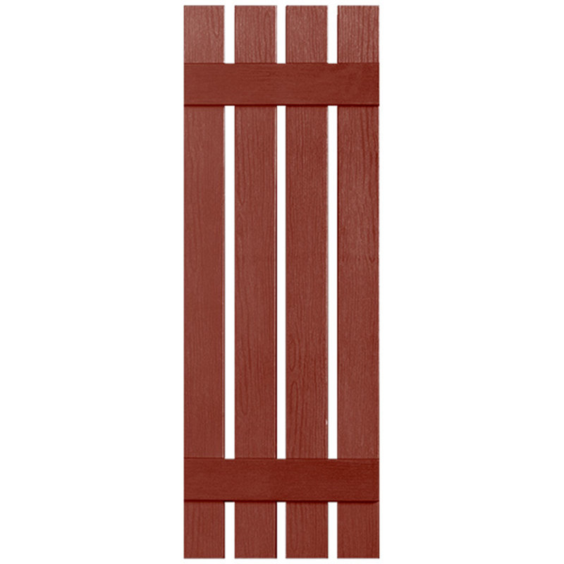 Paire de volets en vinyle à deux lattes, quatre planches ouvertes, 50 po, Rouge