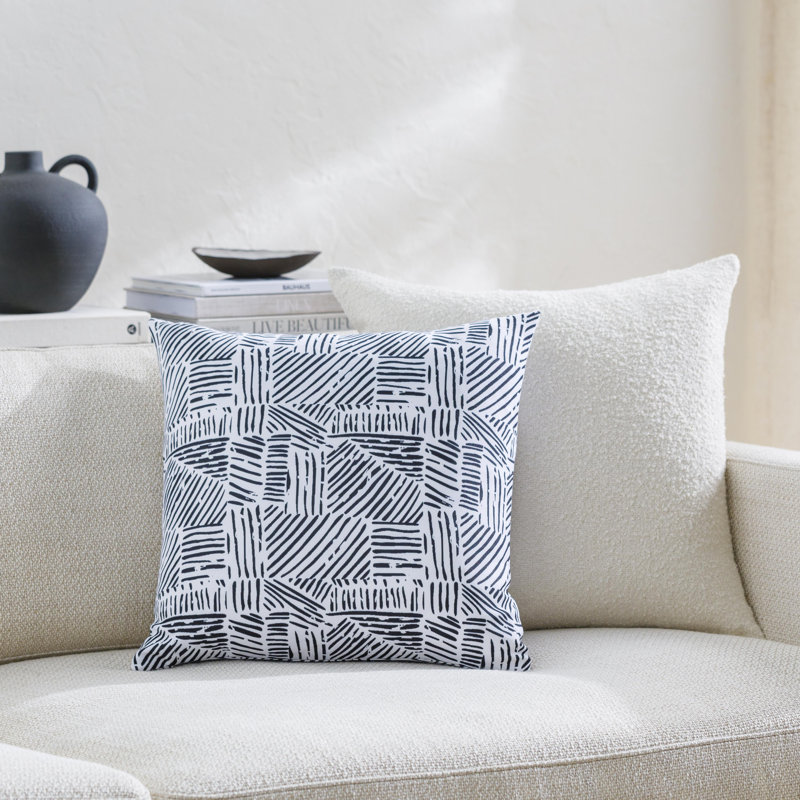 Baltimore Black and White Polyester Square Accent Pillow