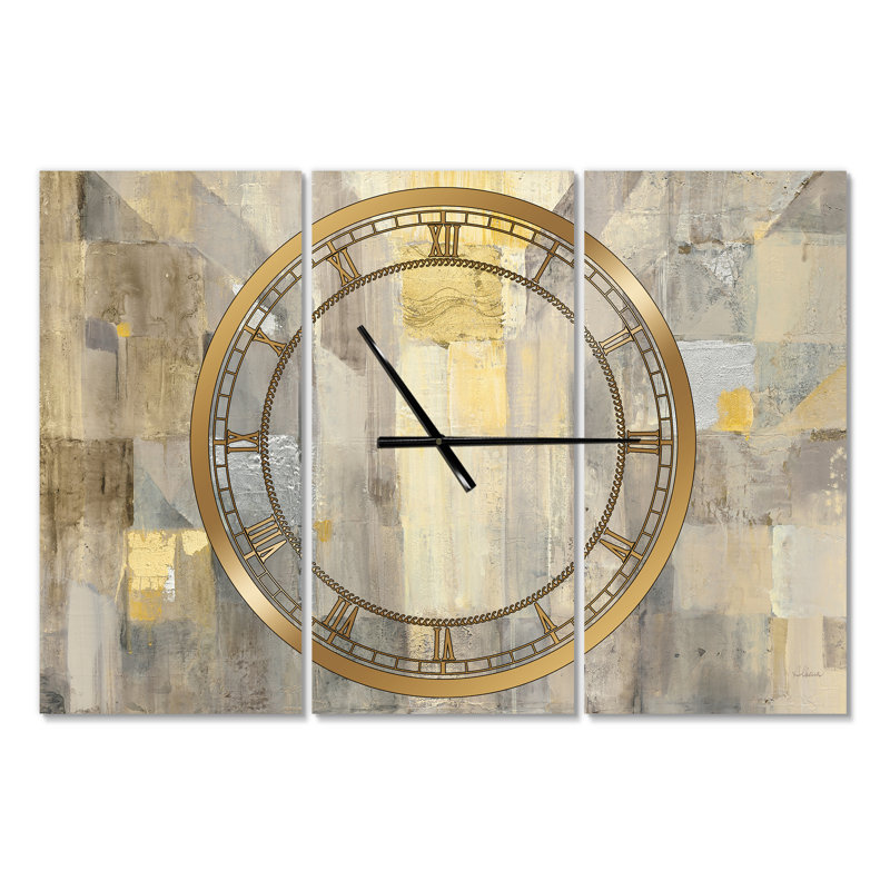 Aquarelle carrée dorée - horloge murale moderne