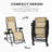 2 Pieces Outdoor Zero Gravity Rocking Chairs, Foldable Reclining Lounge Rocker With Pillow, Cup Holder & Phone Slot, Beige, Steel Construction Chair , Outdoor, Recliner Holder, Made Pillow
