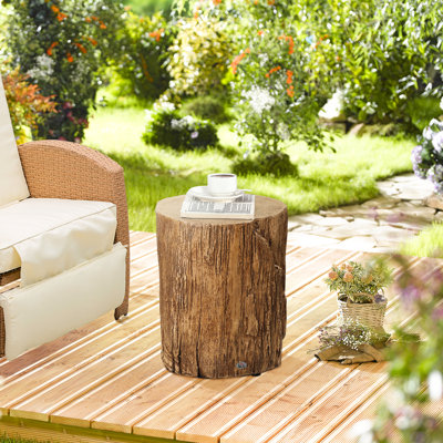 Tabouret d'arbre en béton, table d'appoint décorative ronde, finition naturelle pour l'intérieur et l'extérieur, polyvalent, style tabouret de 198 lb, surface en grain de bois, espaces extérieurs, soutenu, 14,5 po x 17 po