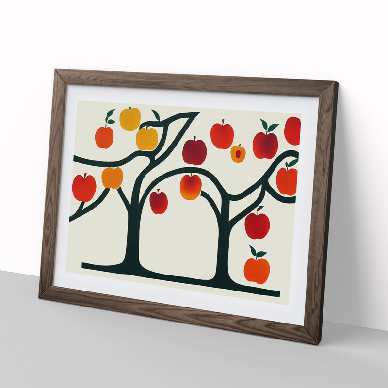 Abstract Apple Tree - Framed Print, 34cm H x 46cm W x 2cm D, Walnut