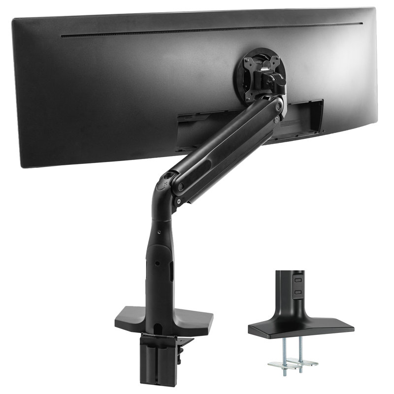 Black Aluminum Single Ultrawide Monitor Desk Mount
