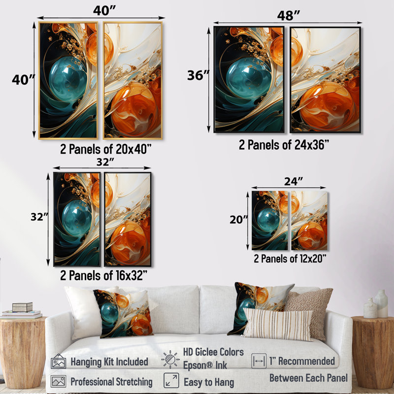 Encre blanche blanche et orange, tempête III - art mural moderne sur toile blanche, Noir, H 36 po x l 48 po
