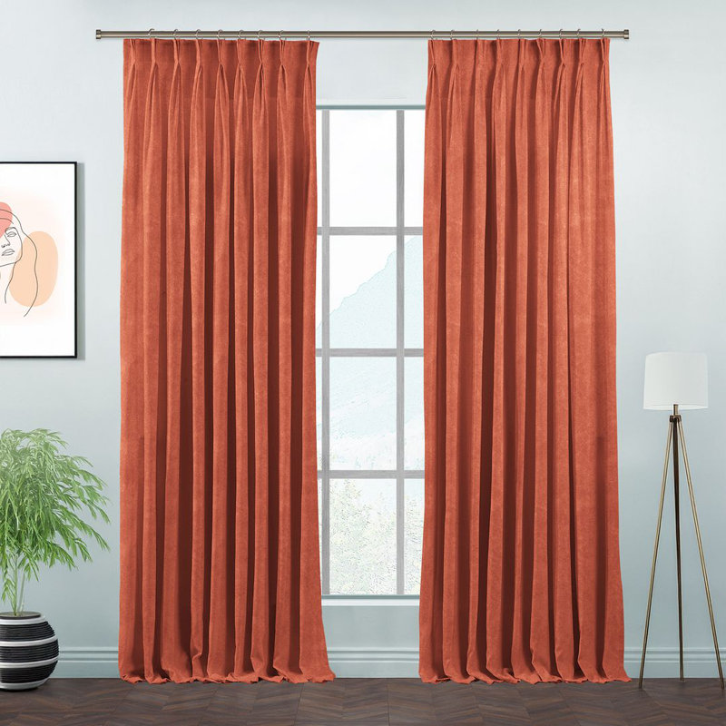 Room Darkening Single Curtain Panel, Orange, 190 W x 375 D cm