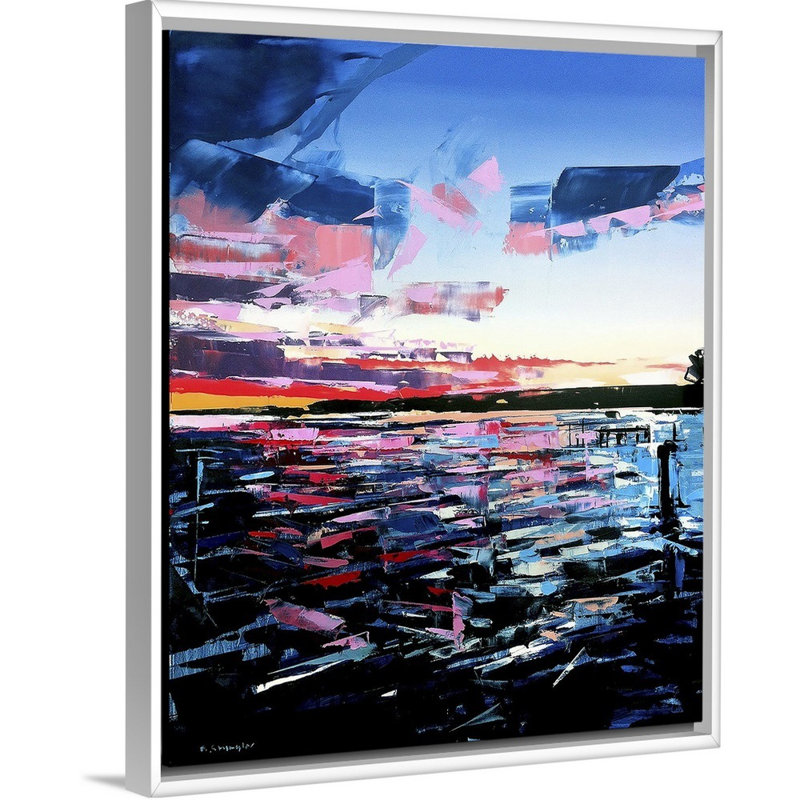 Reproduction d’art sur toile, "Sunset" par David Shingler, Cadre blanc, H 16 po x l 13 po x P 1,75 po