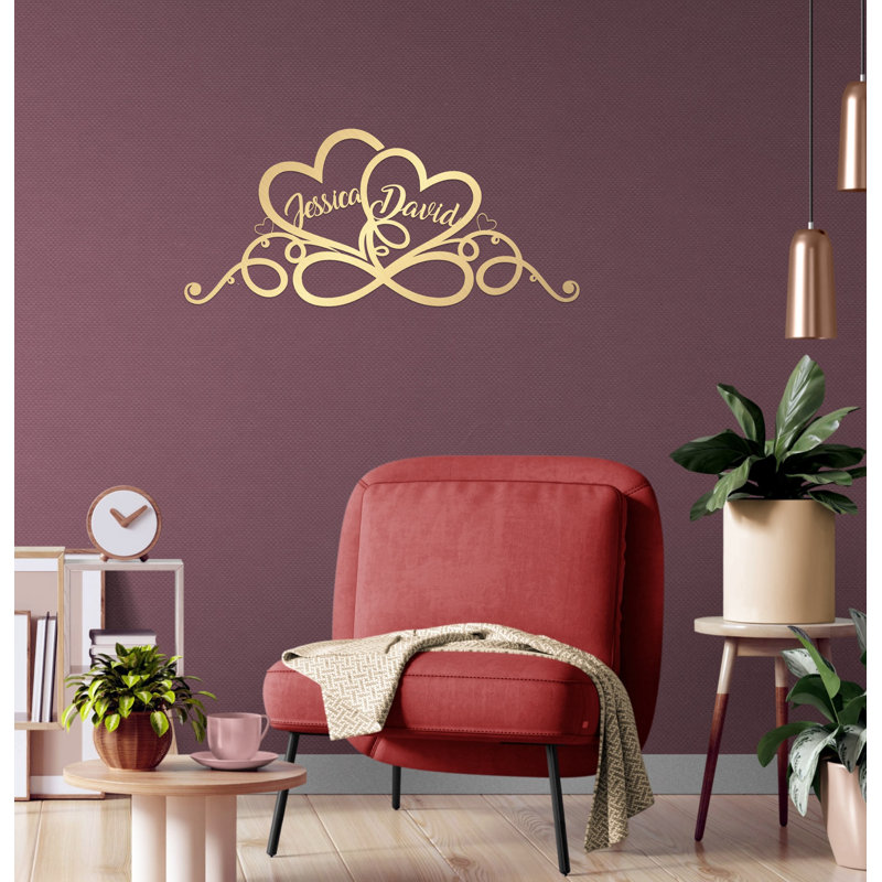 Coeurs et infini, décoration murale en métal Love Art avec votre texte personnalisé pour mariage, cadeau de la Saint-Valentin