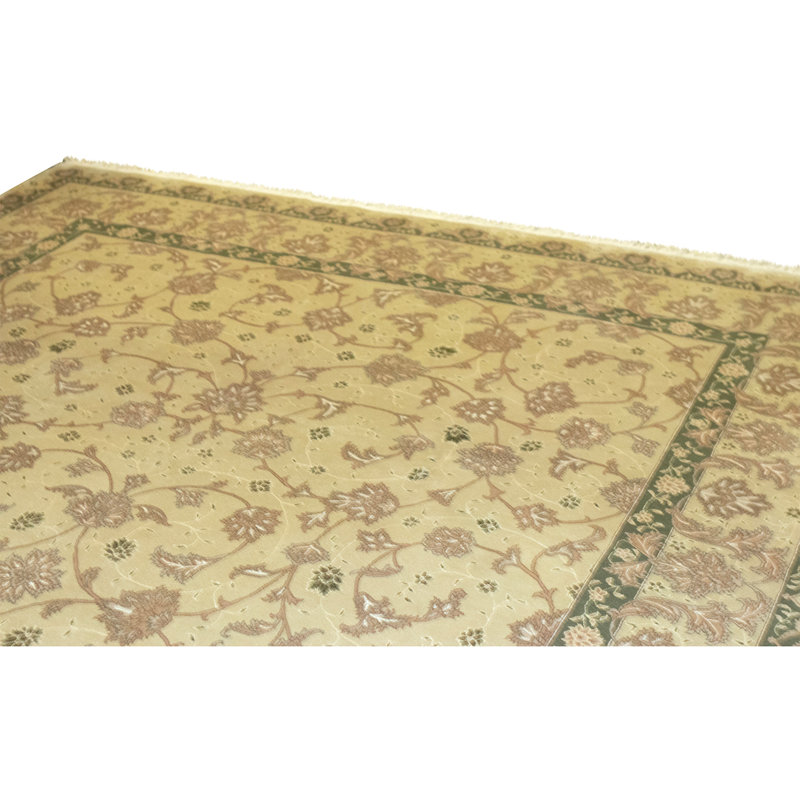 Hand Knotted Wool Area Rug in Gold
