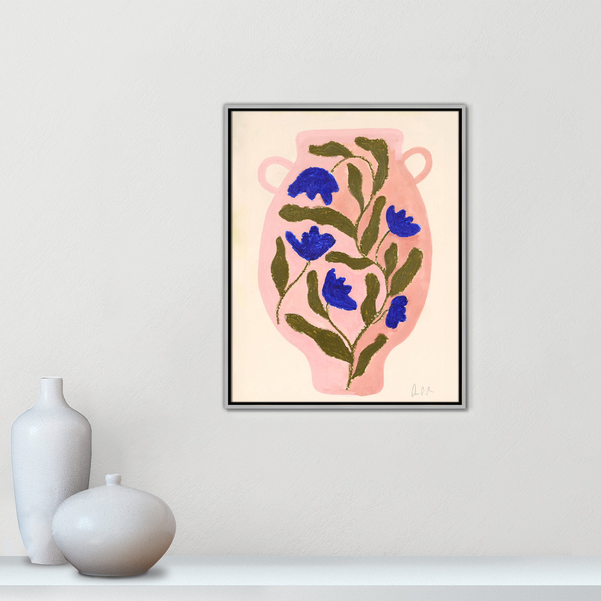 Vase No. 01 Print by Camilla Bergqvist, 29.5" H x 23.5" W, Silver
