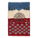 Ivory Hand Knotted Persian gabbeh Rug 2'X 3'