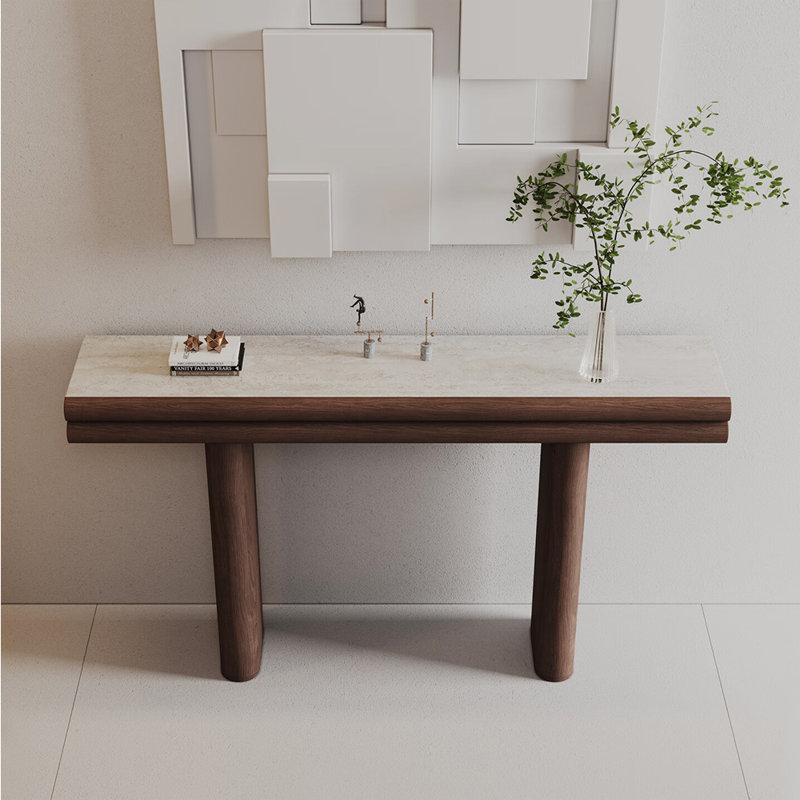 Console de style moderne en pierre frittée, H 33,4 po x l 62,9 po x P 13,7 po