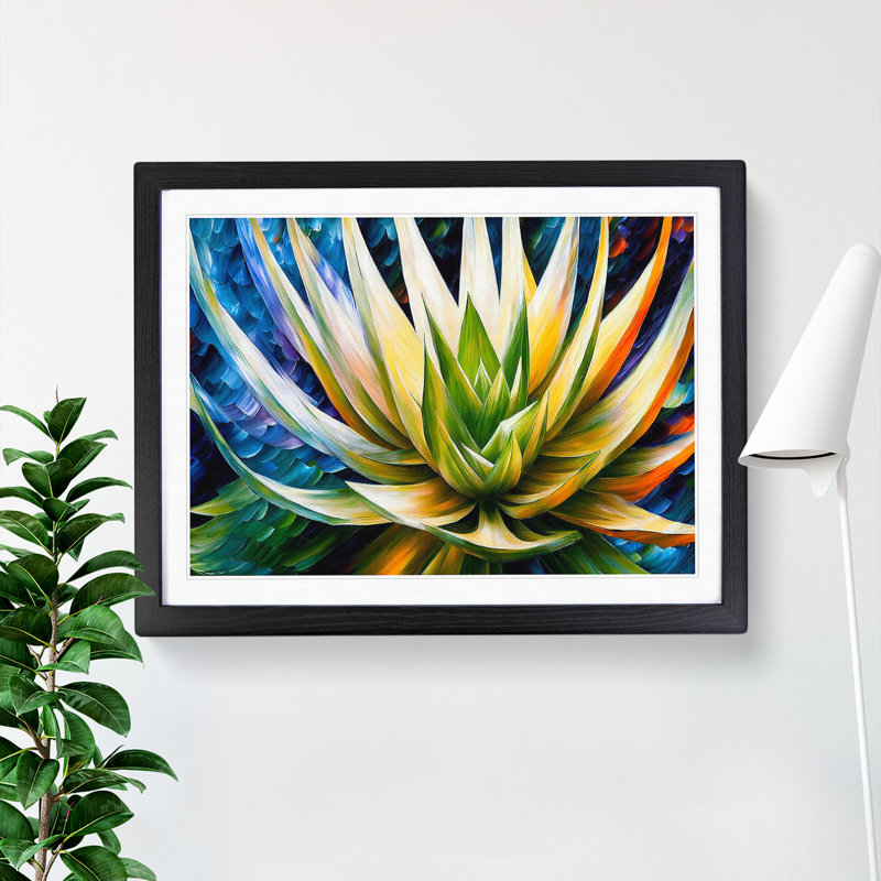 Aloe Vera Succulent Plant Vol.3 - Single Picture Frame Painting, Black, 46cm H x 64cm W x 2cm D