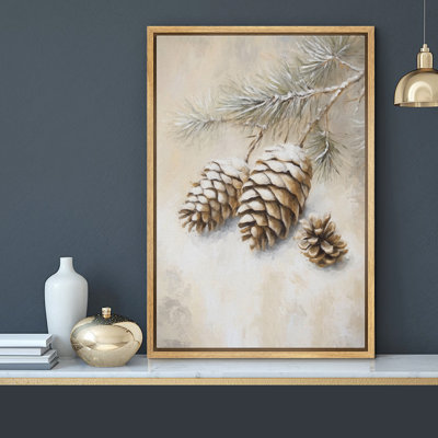 Christmas Pinecone Rustic Christmas Winter Chrismas Holiday Decor Framed Canvas Print Wall Art