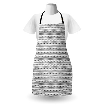 Bungalow Rose Tribal Apron Unisex Bohemian Zigzags and Arrows Adult Size Charcoal Grey and White