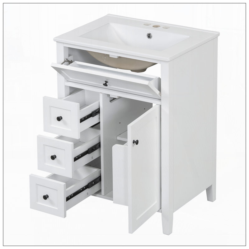 24" Bathroom Vanity with Sink, White