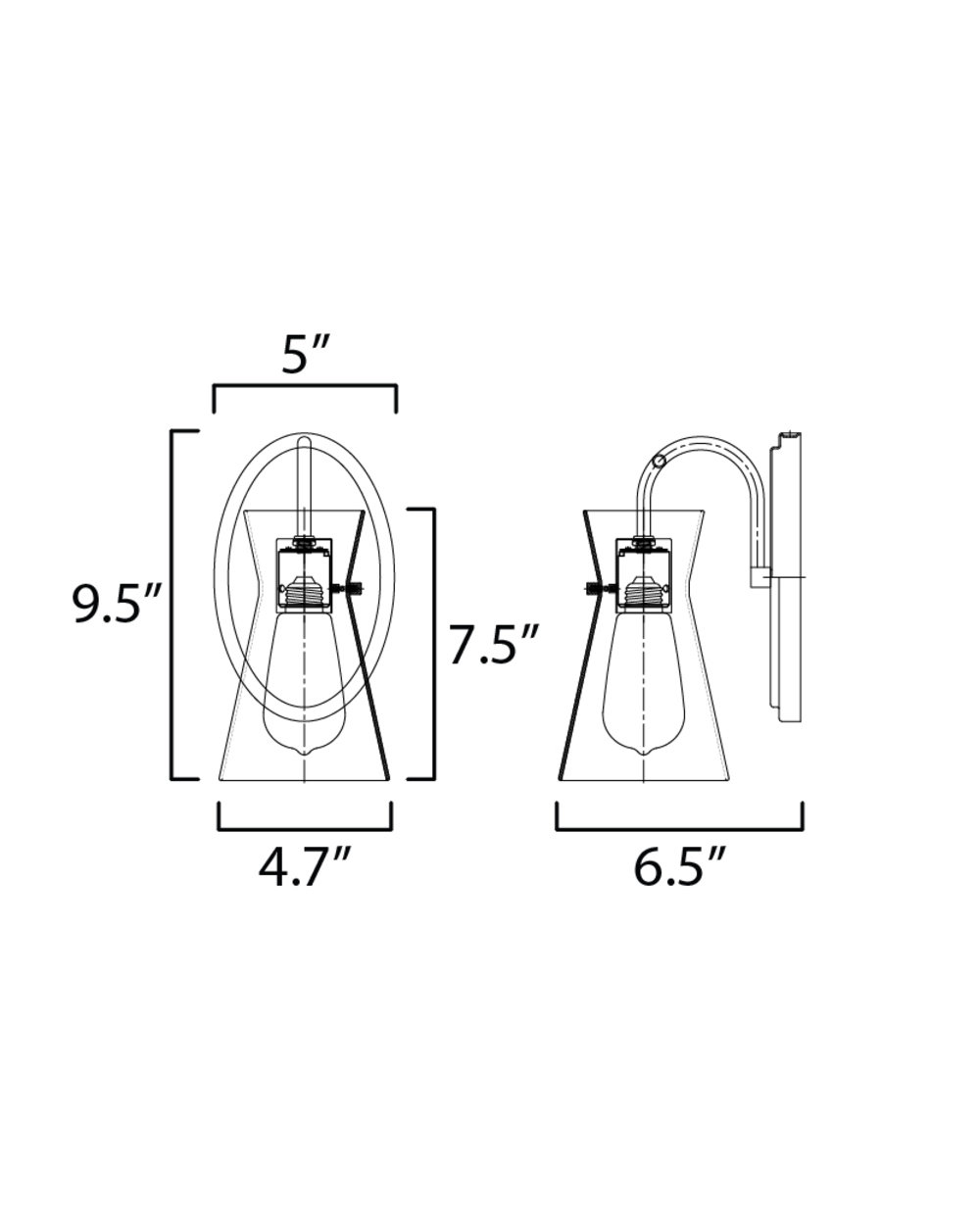 Single Transparent Dimmable Bath Sconce, Polished Chrome