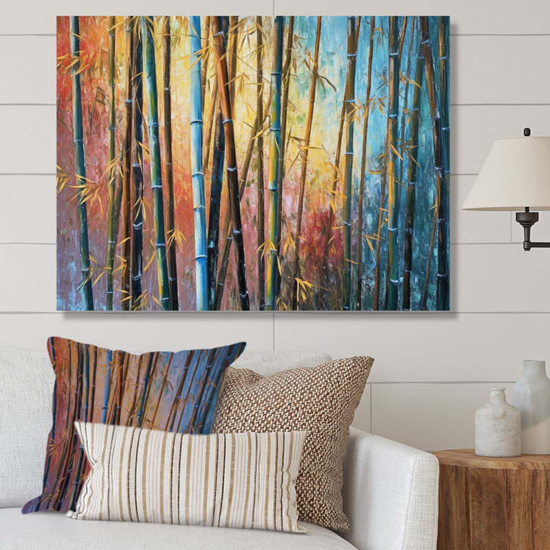 Impression sur toile Highcliffe Brown Floral Bamboo Oasis III, H 12 po x l 20 po x P 1 po, Toile tendue