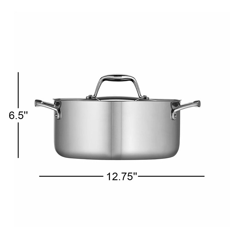 Gourmet Tri-Ply Clad 5 qt. Round Stainless Steel Dutch Oven with Lid Gourmet Tri-Ply Clad 5 qt. Round Stainless Steel Dutch Oven with Lid