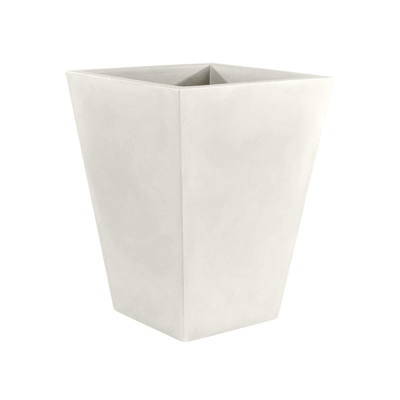 Cono Cuadrado - High Square Resin Cone Pot Planter - Basic, White, 15.75" H x 15.75" W x 15.75" D