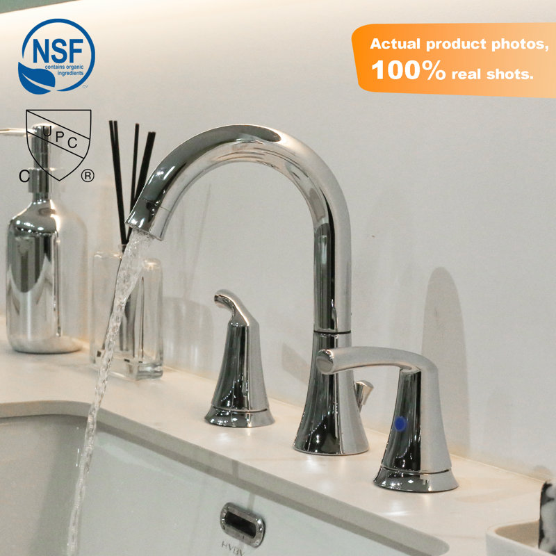 Widespread 2-Handle Bathroom Sink Faucet With Drain Assembly, Chrome