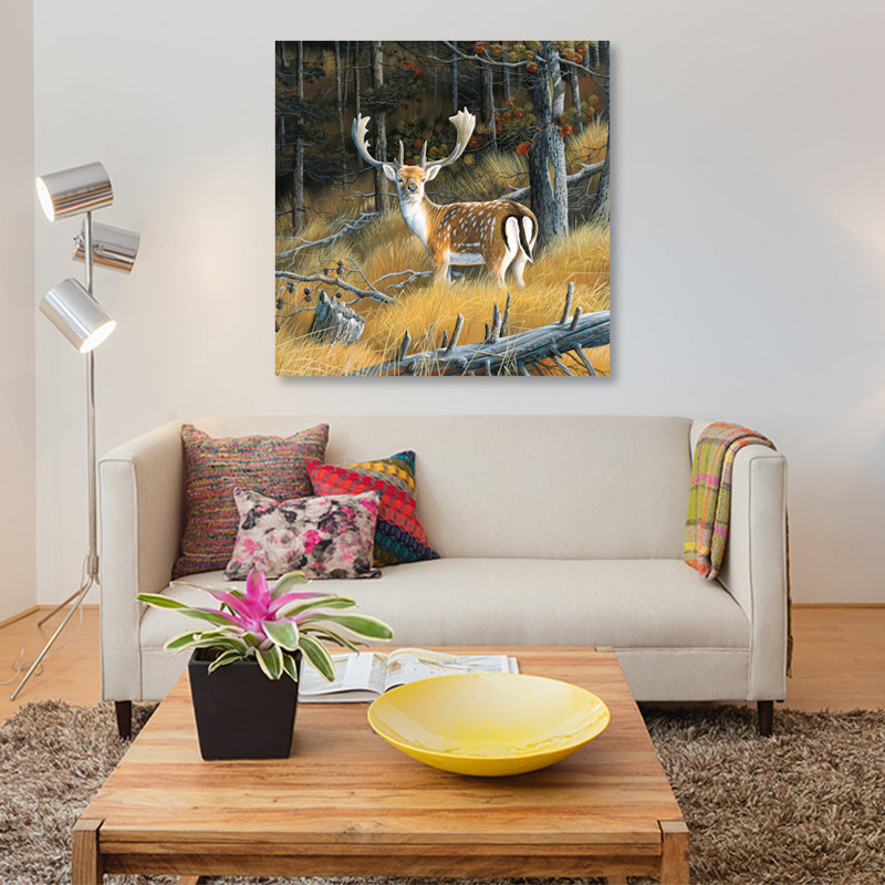 «Beautiful Deer», impression sur toile, H 12 po x l 12 po x P 0,75 po, Pas de tapis, Toile tendue