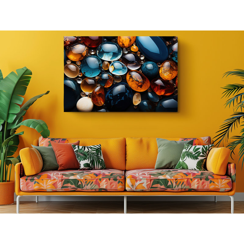 «Colorful Ocean Jasper Texture», reproduction d'art sur toile, H 40 po x l 60 po x P 1 po