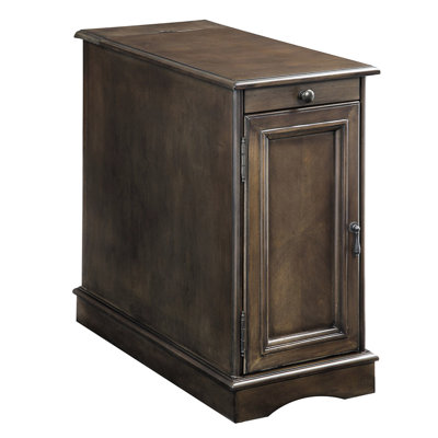 Enabled Side Table In Gray For Bedroom Furniture - 24"H X 12"W Storage Cabinet With And Drawer 24"D