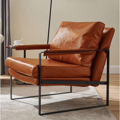 Mirsade 27.09'' W Leather Upholstered Accent Armchair