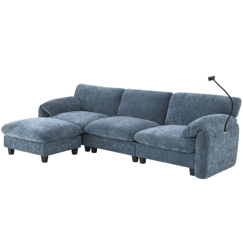 123*55" Modern U-shaped Sectional Sofa with Console,Cup Holders and USB Charger,6 Seat Upholstered Symmetrical Indoor Furniture