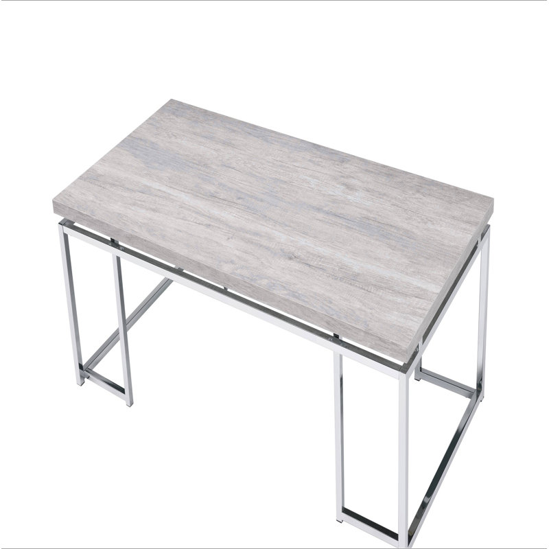 Table basse en chêne naturel et chrome avec base en métal