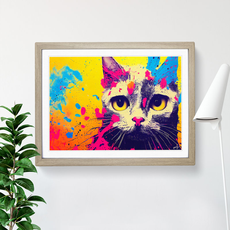 Cat Splashed Vol.4 Abstract - Framed Print, 25cm H x 34cm W x 2cm D, Oak