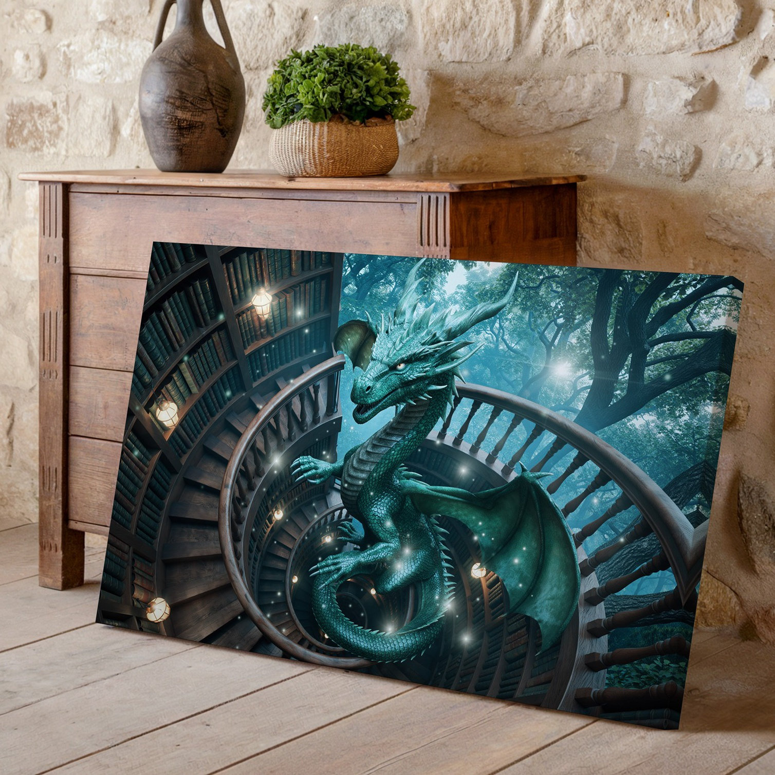 Winston Porter Canvas A Majestic Dragon With Shimmering Emerald Scales ...