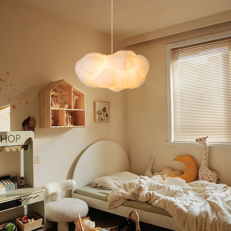 1 - Light Natural Drum Pendant, 25cm H x 50cm W x 50cm D