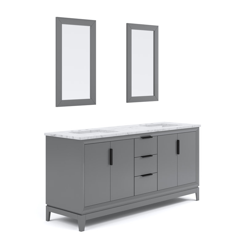 Elizabeth 72" Double Bathroom Vanity Set with Mirror, Cashmere Gray