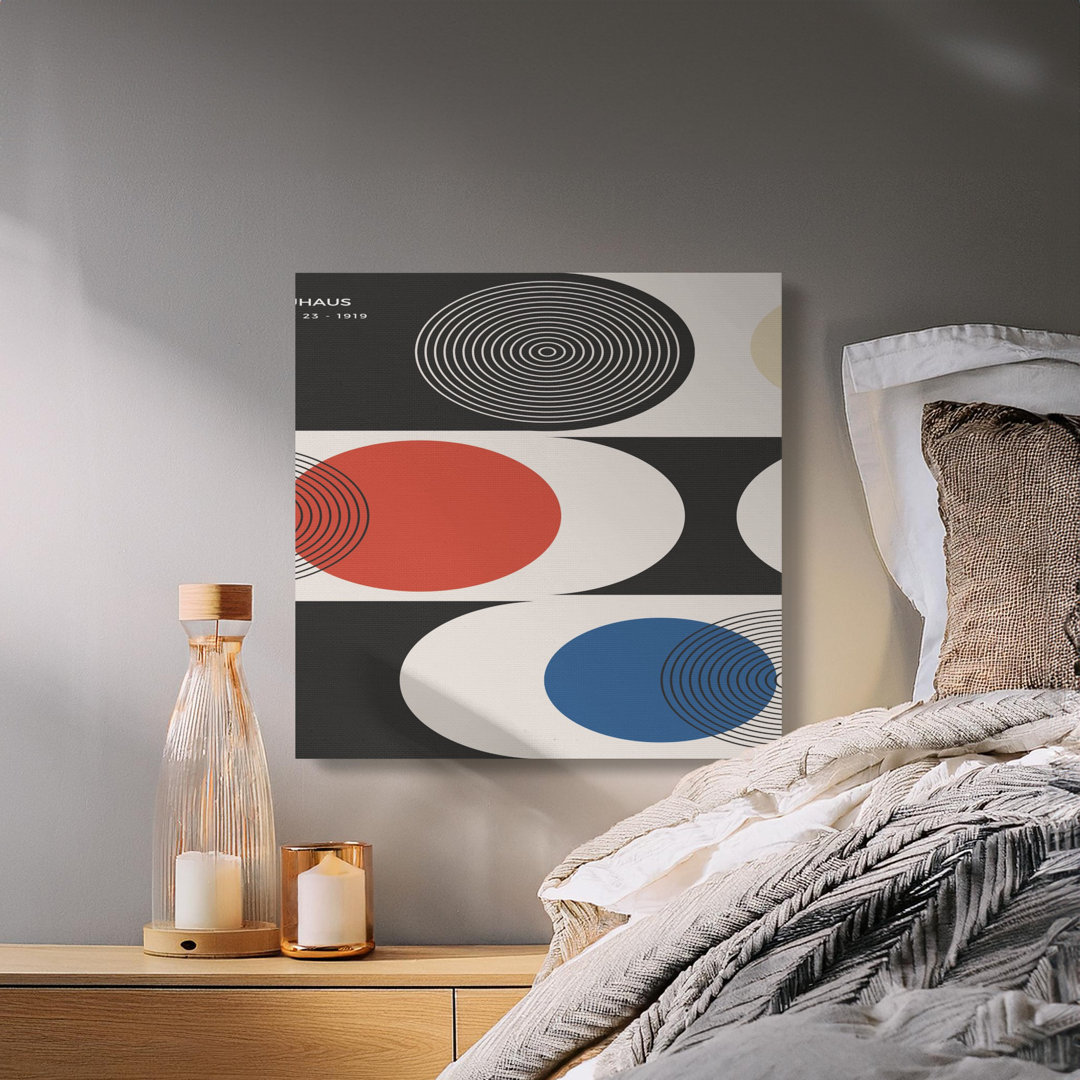 Bauhaus Canvas Wall Art, Modern Geometric Print, Abstract Circle Art, Gallery Wrapped, Ready to Hang, Archival Quality, Statement Piece