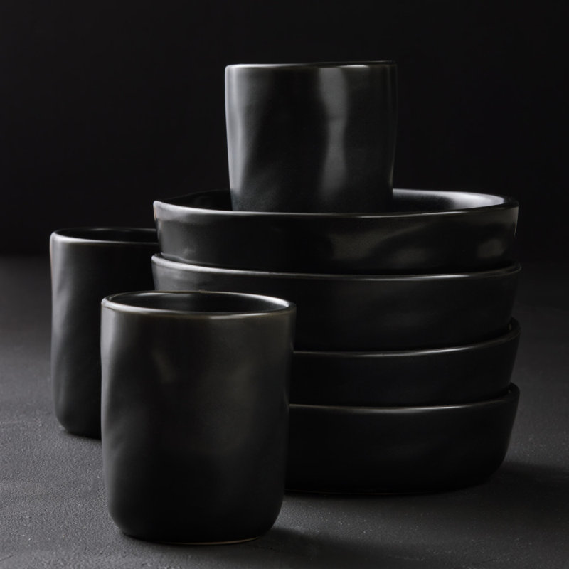 Stone by Mercer Project Hekonda 32-Piece Dinnerware Set Stoneware, Black