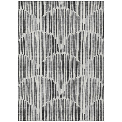 10' X 14' Ivory Abstract Washable Indoor Outdoor Area Rug