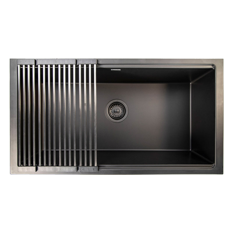 Plymouth 33.75'' L Undermount Single Bowl Kitchen Sink, Matte White